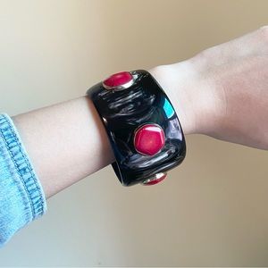 Ashley Pittman Red Coral Dark Cow Horn Bangle Bracelet
